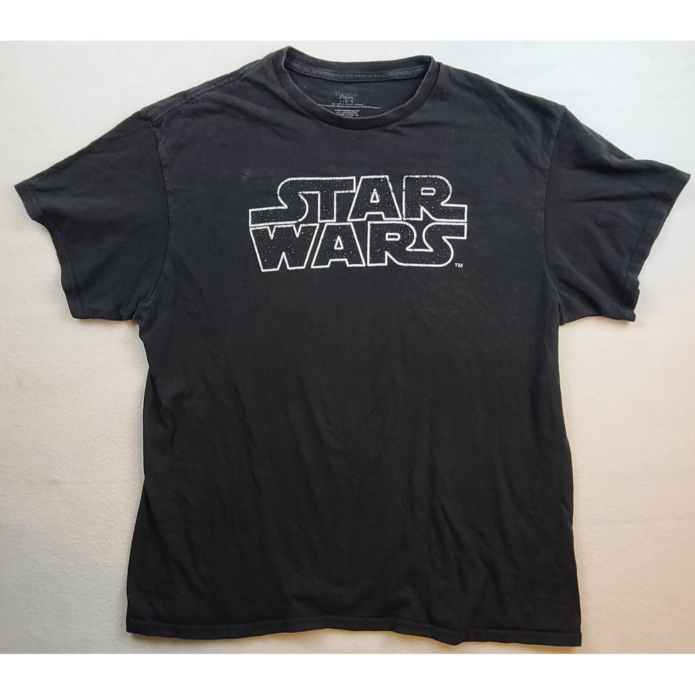 Star Wars Logo Graphic T Shirt Black Distressed Adult Large Disney Lucasfilm Tee